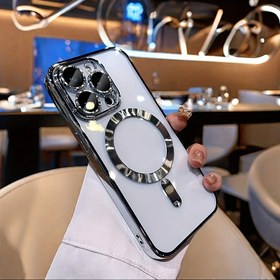 Resim Apple iPhone 15 14 13 12 11 Pro Max Plus için Lüks Kaplama Manyetik Telefon Kılıfı - Kablosuz Şarj ve Uyumluluk ile Şeffaf Yumuşak TPU Kamera Lens Koruyucu 