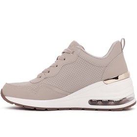 Resim Skechers Kadın Bej Million Air-Hotter Air Kalın Tabanlı Dolgu Topuklu Sneaker - Bej / 38.5 