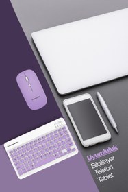Resim SPRANGE Tablet Ve Telefonlar İçin Bluetooth - Wireless Klavye Ve Mouse Set - Mor 