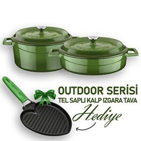 Resim Lava Döküm Trendy Serisi Yuvarlak Derin ve Sığ 5 Parça Yeşil Tencere Seti LV S ET K42 G 
