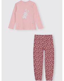 Resim Panço Kız Çocuk Çiçek Desenli Pijama Takımı Pembe 