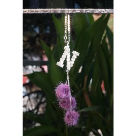 Resim Minik Ponponlu Harfli Dikiz Süsü Mor 