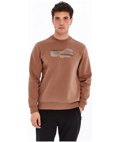 Resim Arma Erkek Regular Fit 3 İplik Kalın Kumaş Baskılı Bisiklet Yaka Sweatshirt K30124603002 Kahverengi 