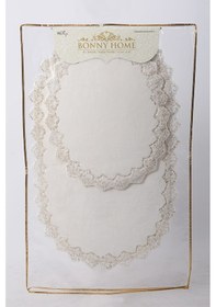 Resim Venüs Krem 2'li Dantelli Banyo Paspası Seti Çeyizlik Kaymaz Taban Gri 