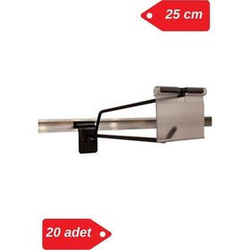 Resim 25 Cm - 20 Adet Siyah Etiketli Kanallı Pano Kancası Raf Askısı Siyah 