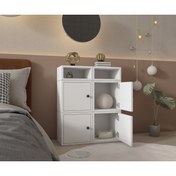 Resim nettrends.net the new trend of shopping Modüler 4 Kapaklı Üst Açık Raflı Kompakt Saklama Ünitesi Komodin Beyaz-NRG-KMD-1010 