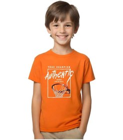 Resim Panios Kids Unisexs Çocuk Baskılı Kısa Kollu T-shirt Turuncu 
