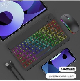 Resim Vkemall Rgb Aydınlatmalı Kablosuz Bluetooth Klavye Ve Fare Seti - İpad Uyumlu, Telefon Ve Tabletler İçin Diğer 