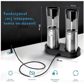 Resim Lebenlang Elektrikli Tuz Ve Karabiber Değirmeni Seti, Şarj Edilebilir, Devrilme Sensörlü, Paslanmaz Çelik Kahve Değirmeni & Öğütücüler Çok Renkli 