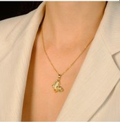 Resim Lekka Design Kararmaz Çelik Pastel Zirkon Taşlı Kelebek Kolye 