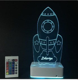 Resim Kişiye Özel Hediye 3D Roket Led Gece Lambası 