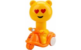 Resim Farbu Oyuncak Sarı Emoji Kafalı Bas Git Motorsiklet, Çocuklar Için Oyuncak 