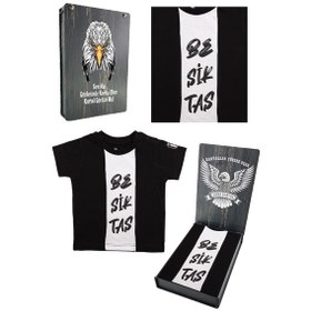Resim Beşiktaş Lisanslı Siyah Bebek T-shirt Hediyelik Ahşap Kutulu Beyaz 