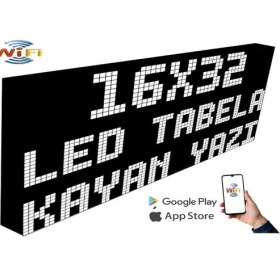 Resim LED Tabela 16X32CM Tek Taraflı Beyaz Kayan Yazı-Wifi 