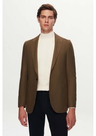 Resim D's Damat Slim Fit Yeşil Armürlü Kumaş Ceket 3ef04r107409m Yeşil 