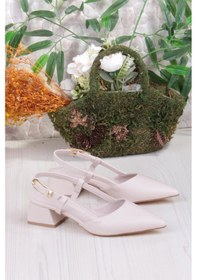 Resim Fort 35126 Ceyn Cilt Arkası Açık Kalın Topuklu Sivri Burun Kadın Ayakkabı Ten 