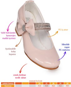 Resim Kiko Kids Cameli Rugan Günlük Kız Çocuk 4 Cm Topuklu Abiye Ayakkabı Pudra 