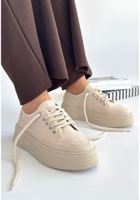 Resim Carin Bej Keten Bağcıklı Spor Ayakkabı X 