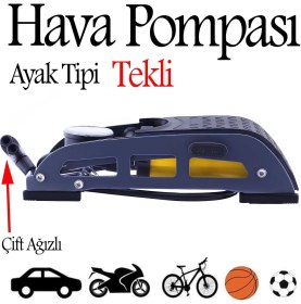 Resim Badem10 Ayak Tipi Hava Pompası Tekli Göstergeli Kilitli Teker Araç Bisiklet Top Pompası 