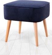 Resim ASELYA HOME Minimalist Ahşap Ayaklı Kare Puf Bench 