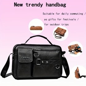 Resim Profesyonel Postacı Çantası - Fermuarlı Omuz Çantası/Çapraz Askılı Çanta, Ön Kapaklı, Belgeler, Laptop, İş Toplantıları, Seyahat için Geniş İç Hacim - Dayanıklı Sentetik -benzeri Malzeme - Erkekler ve Kadınlar için Unisex İş Çantası (Siyah) - Ofis, İş Gidiş Gelişi, Resmi Etkinlikler, Seyahat Aksesuarı için İdeal, Şık Tasarım, Sağlam Yapı, Kurumsal Aksesuar 