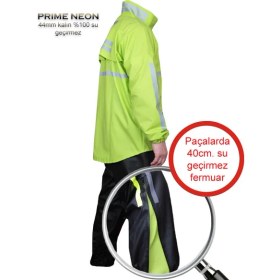 Resim Bursa Hatırası Motosiklet Yağmurluk Takım Prime Neon 0.44MM. Kalın %100 Su Geçirmez Kumaş, Fermuarlı Paça, Gece Parlayan Gerçek Reflektörlü, Güçlendirilmiş Ağaa 