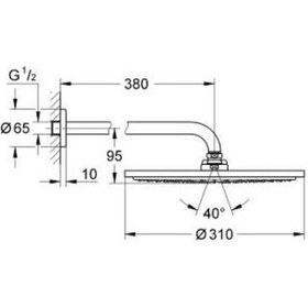 Resim Grohe Rainshower Cosmopolitan 310 Tepe Duşu Seti 380 Mm, Tek Akışlı - 26056000 Krom 