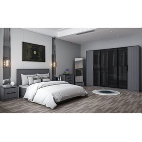 Resim Kale Luxe Yatak Odası Takımı - Antrasit Set 1 