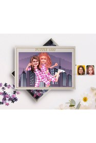 Resim Bk Gift Kişiye Özel Kız Kardeşler Karikatürlü 1000 Parça Profesyonel Puzzle-1 