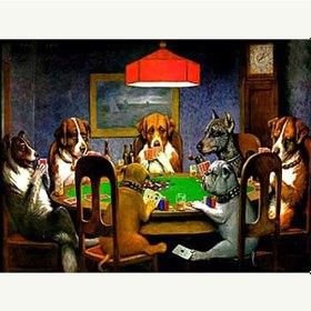 Resim Elmas Nakış Köpek Oyun Kartları 5d Elmas Boyama Çapraz Dikiş Elmas Mozaik Hediye 40x50cm 