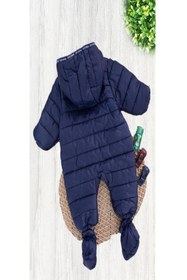 Resim PODİUM GİYİM Unisex Bebek Lacivert Kışlık Ayaklı Kapüşonlu Kozmonot Tulum 