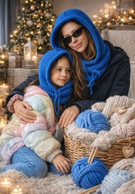 Resim ORGANICMIRA anne çocuk balaclava takım ikili 