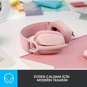 Resim logitech Zone Vibe 100 Mikrofonlu Kablosuz Bluetooth Kulak Üstü Kulaklık Pembe 981-001224 