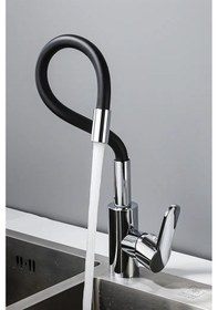 Resim Esnek Bükülebilir Delta Mutfak Eviye Bataryası Aç Kapa Delta Kollu Batarya Siyah 