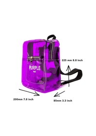 Resim Renkli Şeffaf Mini Sırt Çantası Mor 