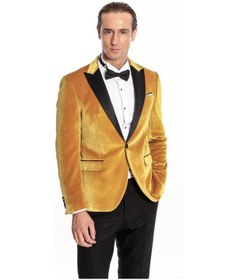 Resim Wessi Kadife Slim Fit Sarı Erkek Smokin Ceket Sarı 