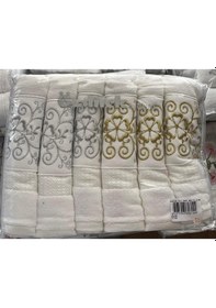 Resim Özdilek Lupine 6'lı Çantalı Nakışlı Havlu Model8 Beyaz 