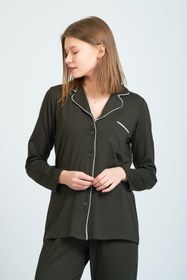 Resim Moda Clubu Bebe Yaka Haki Pamuklu Pijama Takımı 