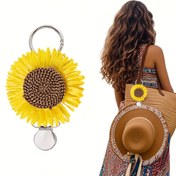 Resim Boho Chic Güneş Çiçeği Şapka Klipsi - Dayanıklı Non-Textile Dokuma, Çok Amaçlı Yonca Yaz Şapkası Seyahat, Sırt Çantaları ve Bagajlar için Organizatör, Çiçek Desenli Moda Plaj Çantası Aksesuarı, Güvenli Şapka Tutucu | Bohem Stil Klips, Seyahat için Şapka Tutucu 