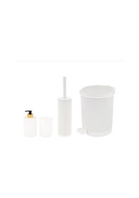 Resim Omnipazar Elf-n522 Nostalji 4'lü Çöp Kovalı Wc Fırçalı Banyo Seti Beyaz Beyaz 