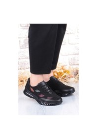 Resim Pepita 9406 Comfort Yumuşak Esnek Kauçuk Kaymaz Taban Hakiki Deri Kadın Ayakkabı Siyah 