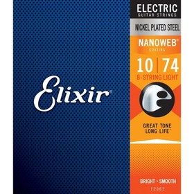 Resim Elixir 12062 Nanoweb Light 8 Telli Elektro Gitar Teli (10-74) 