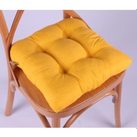Resim Altınpamuk Altınpamuk Lina Pofidik Sarı Sandalye Minderi Özel Dikişli Bağcık 