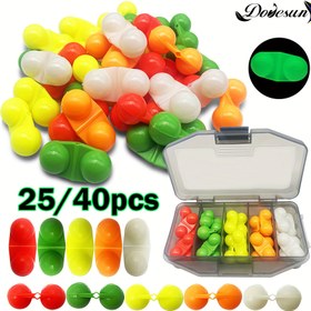 Resim Dovesun 25/40 Adet Yaylı Plastik Kabuklu Balıkçılık Çıngırakları, 3.05 cm İkili Zil Boncuk, Dahili Sesli Kalın Takım Kedi balığı için Plastik Av Malzemesi, 5 Renk, 5 Çeşit 