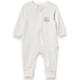 Resim Babycosy Organic Wear %100 Organik Pamuk,ribana Kız Bebek Tulum Little Princess Baskılı-yenidoğan Ve Bebek Serisi Ekru 