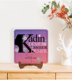 Resim Bk Gift Kişiye Özel Isimli Kadınlar Günü Bağlılık Tasarımlı Ahşap Standlı Puzzle Çerçeve-6 