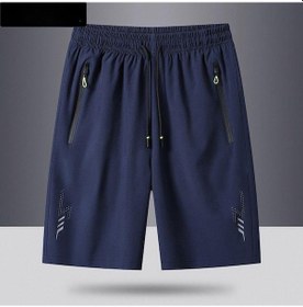 Resim Yaz Yeni Stil Basketbol Şortu Rahat Erkekler İçin, Hızlı Kuruyan Beş Çeyrek Pantolon, Buz İpek Fitness Bol Büyük Pantolon Lacivert 