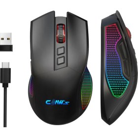 Resim Claw's Crossfire Air V1 Kablosuz 10000 Dpi Pixart PMW3325 Sensör Makro Yazılımlı Chromatic RGB Kablosuz Gaming Mouse - Siyah (2.4 GHz Kablosuz + BT5.1 + Type-C ile Kullanım Desteği) 