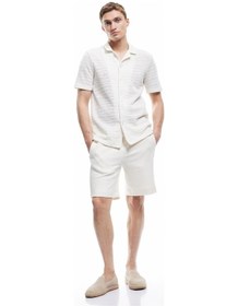 Resim Koton Cep Detaylı Dokulu Bermuda Beli Bağcıklı Şort Bej 5sam40020hk Ekru 