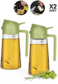 Resim Ercazzo 2'li Çift Fonksiyonlu Sprey Cam Yağdanlık Zeytinyağı Sıvıyağ Şişesi Sprey Yağdanlık Yeşil 